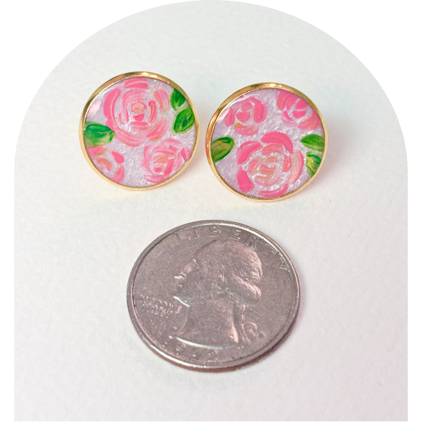 Studio Whimsie - Pink and Gold Rose Stud