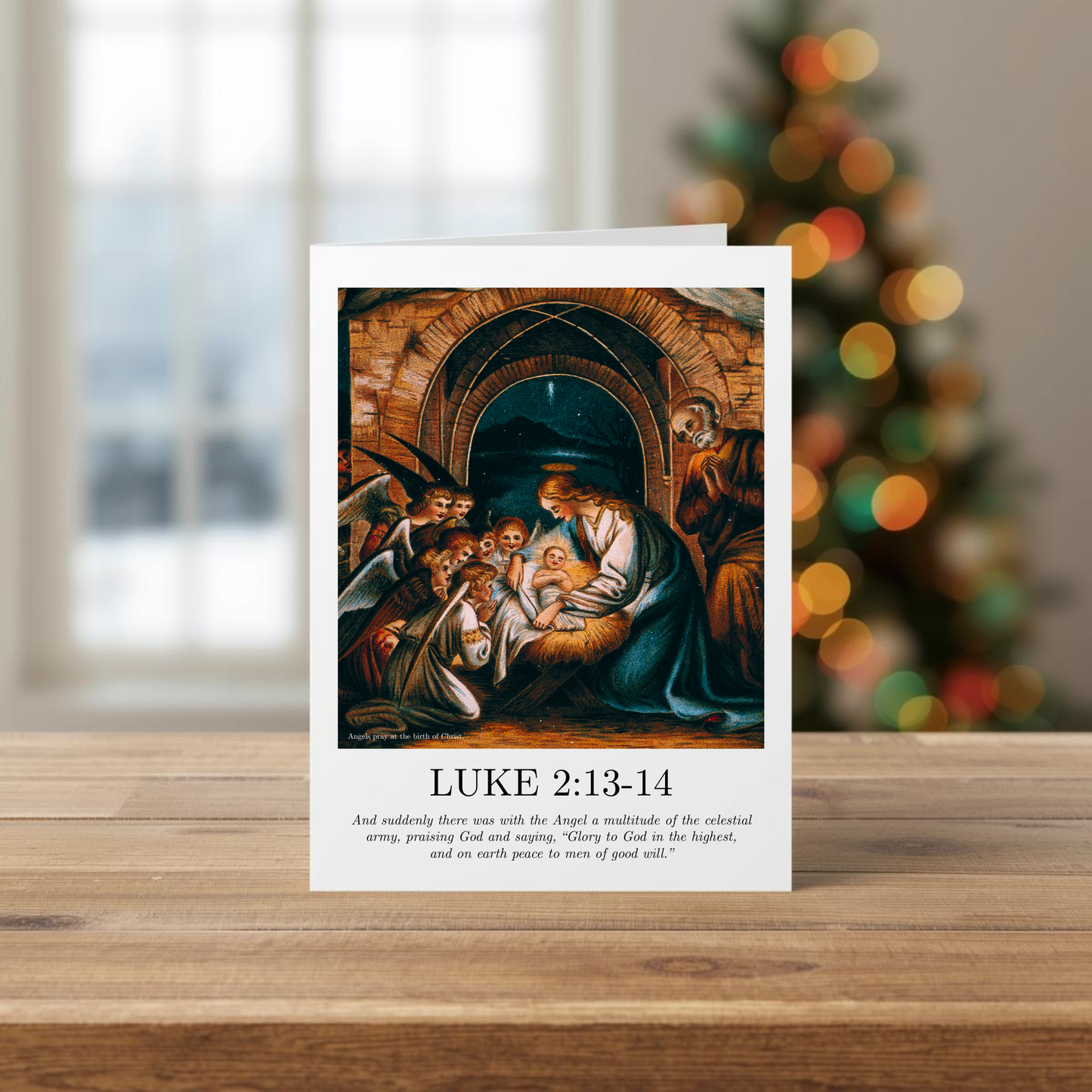 Christmas Card Vintage Print - Luke 2:13-14