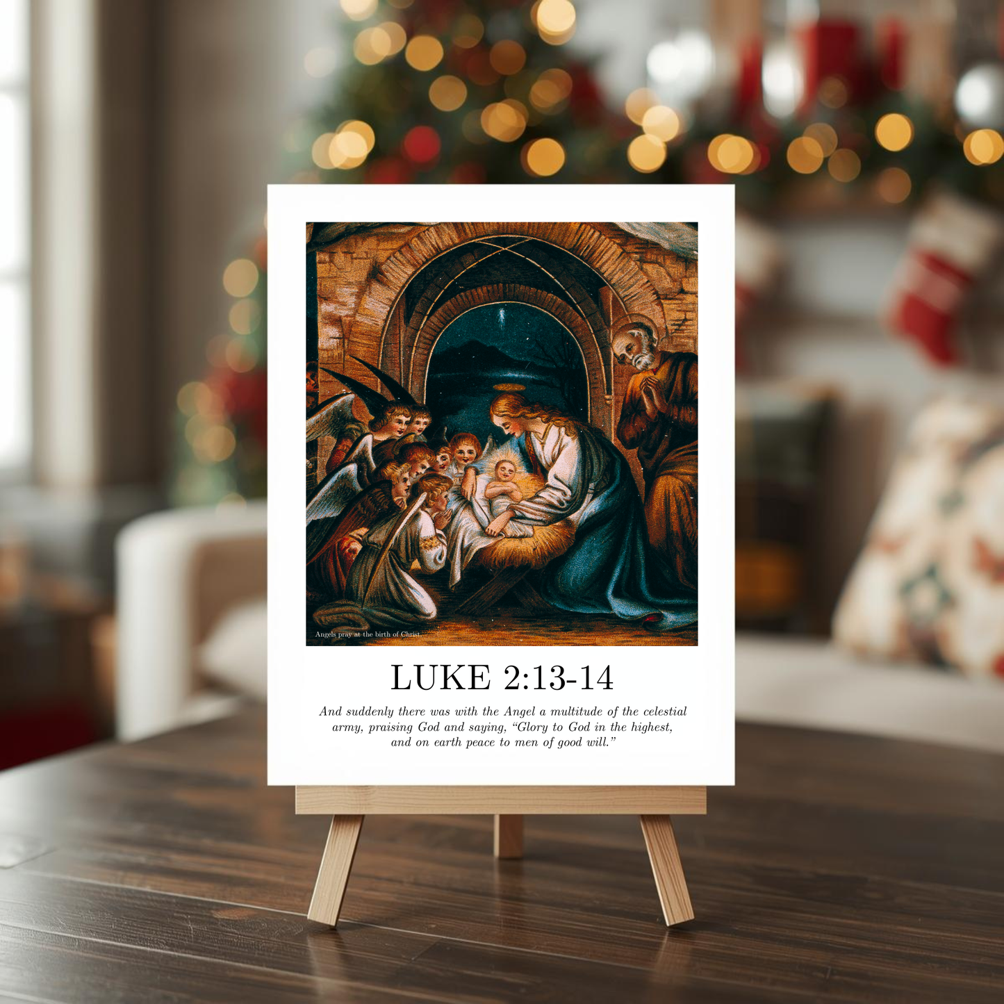 Vintage Christmas Print - Luke 2:13-14
