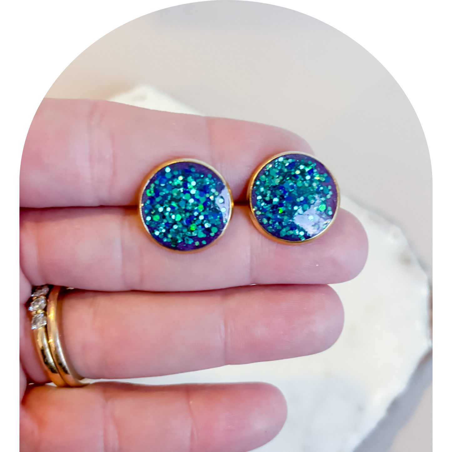 Purple/Blue Sparkly Stud (One Off)