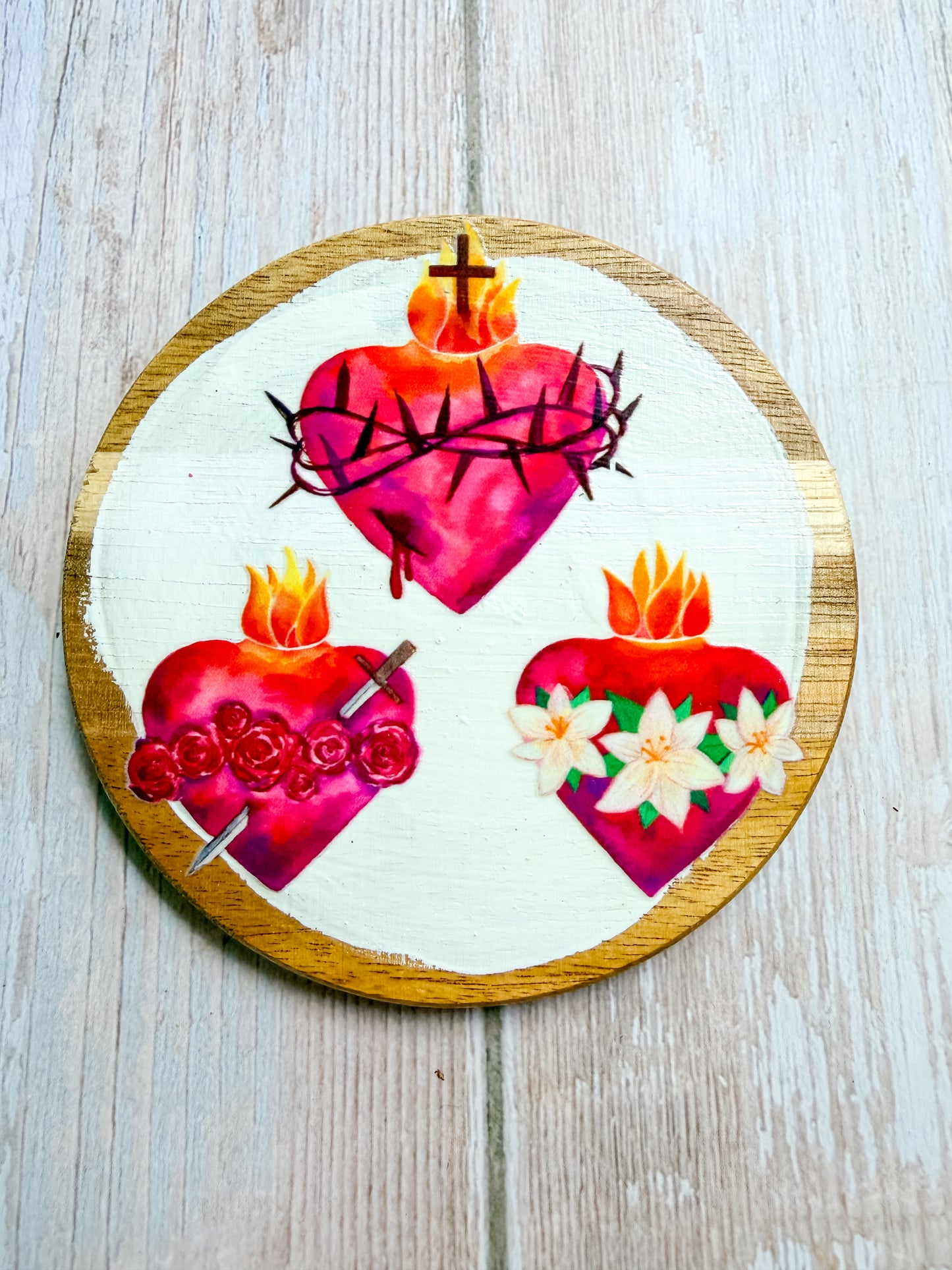 June Moonflower - Hearts of the Holy Family Mini Wall Plaque