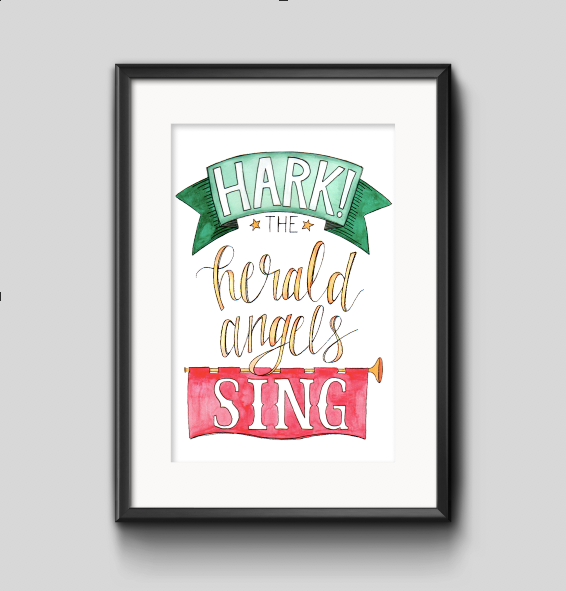 Hark the Herald Angels Sing Christmas Art Print