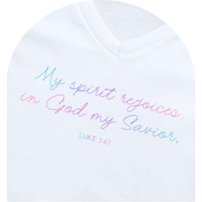 "My spirit rejoices" Women's V-neck Tee