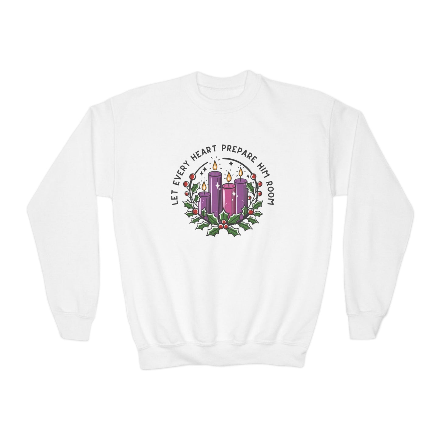 Advent Youth Crewneck Sweatshirt: Let Every Heart Prepare Him Room