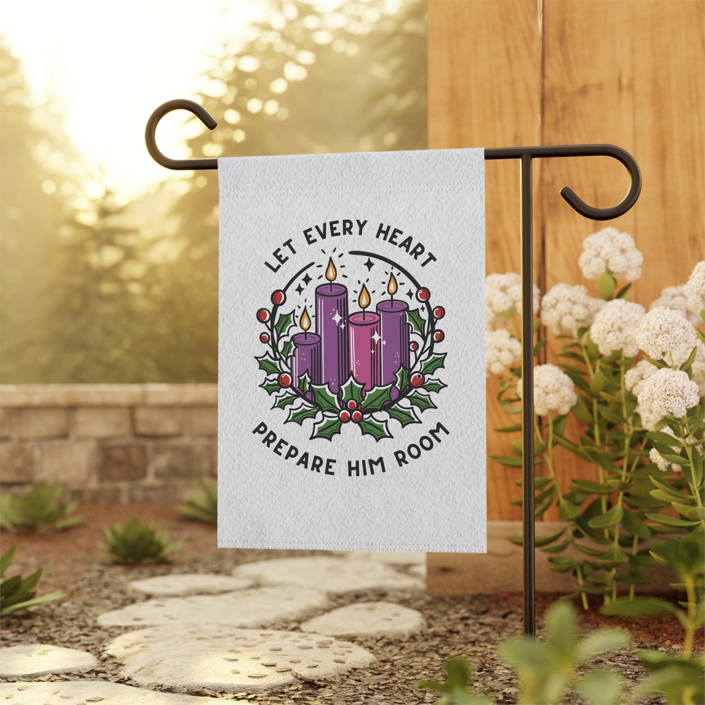 Advent Garden Flag: Let Every Heart Prepare Him Room