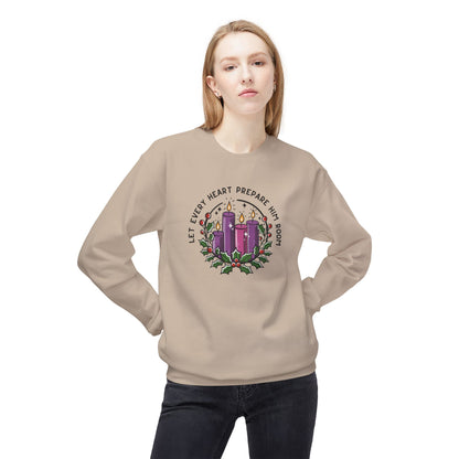 Let Every Heart Prepare Him Room Advent Fleece Crewneck Sweatshirt