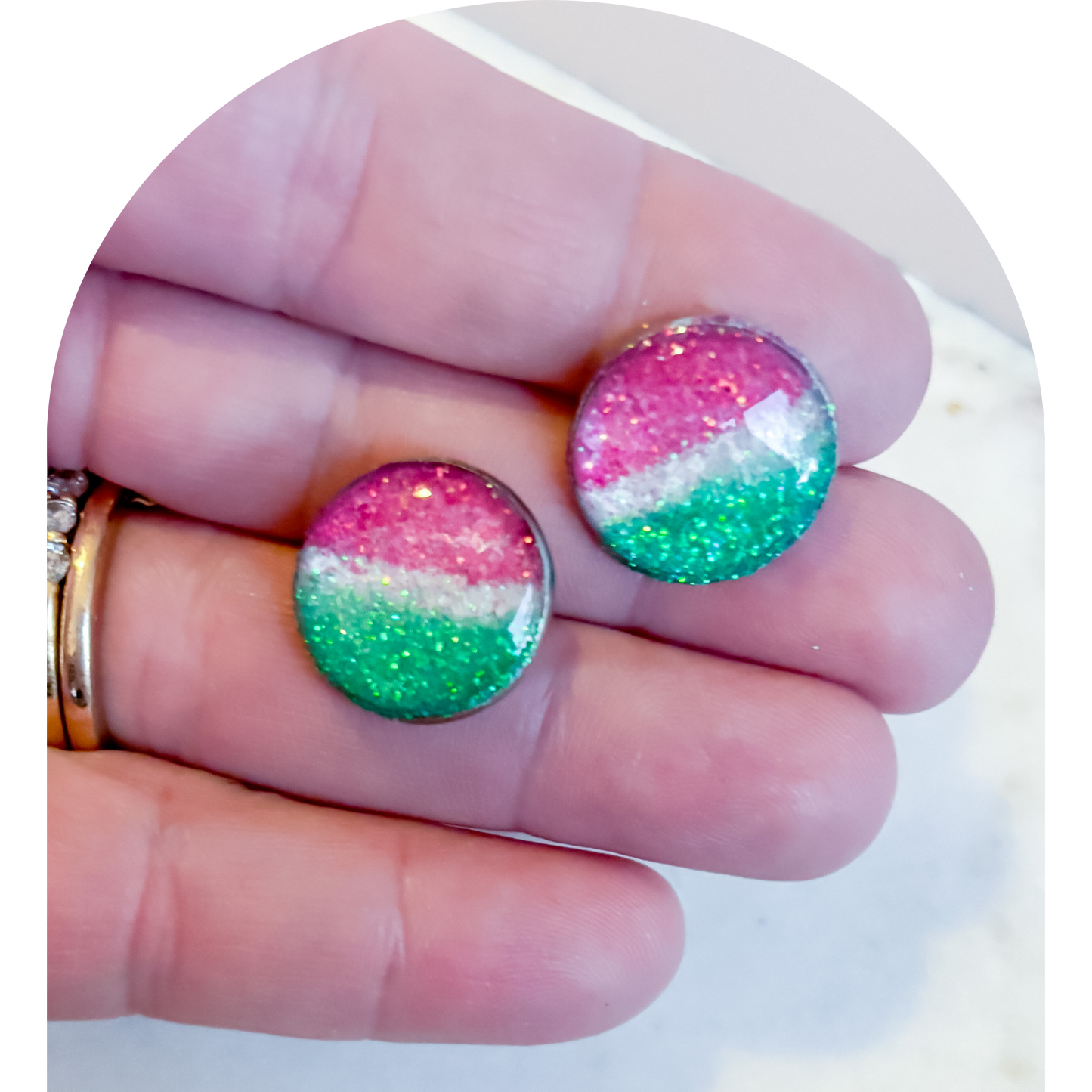 Gum Drop Sparkle Stud (One Off)
