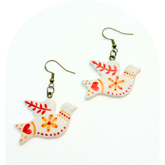 Earrings - White Doves (One-off)