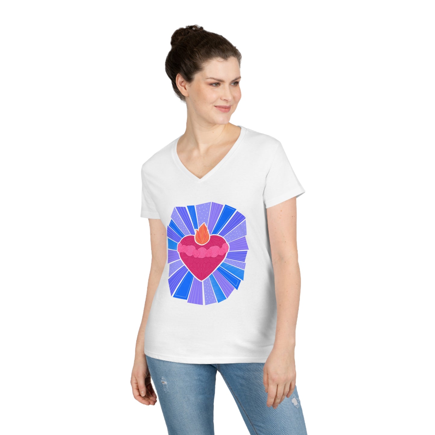 Immaculate Heart of Mary Starburst Ladies' V-Neck T-Shirt