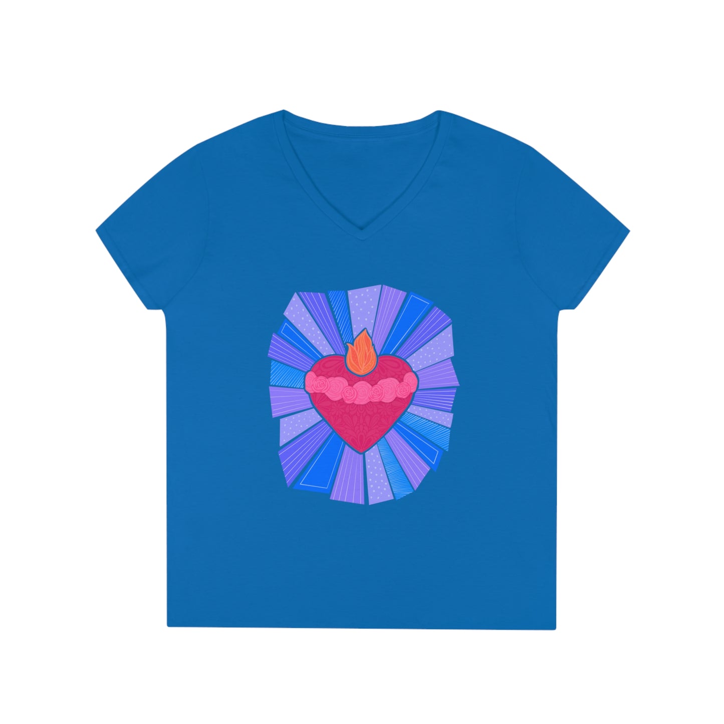 Immaculate Heart of Mary Starburst Ladies' V-Neck T-Shirt