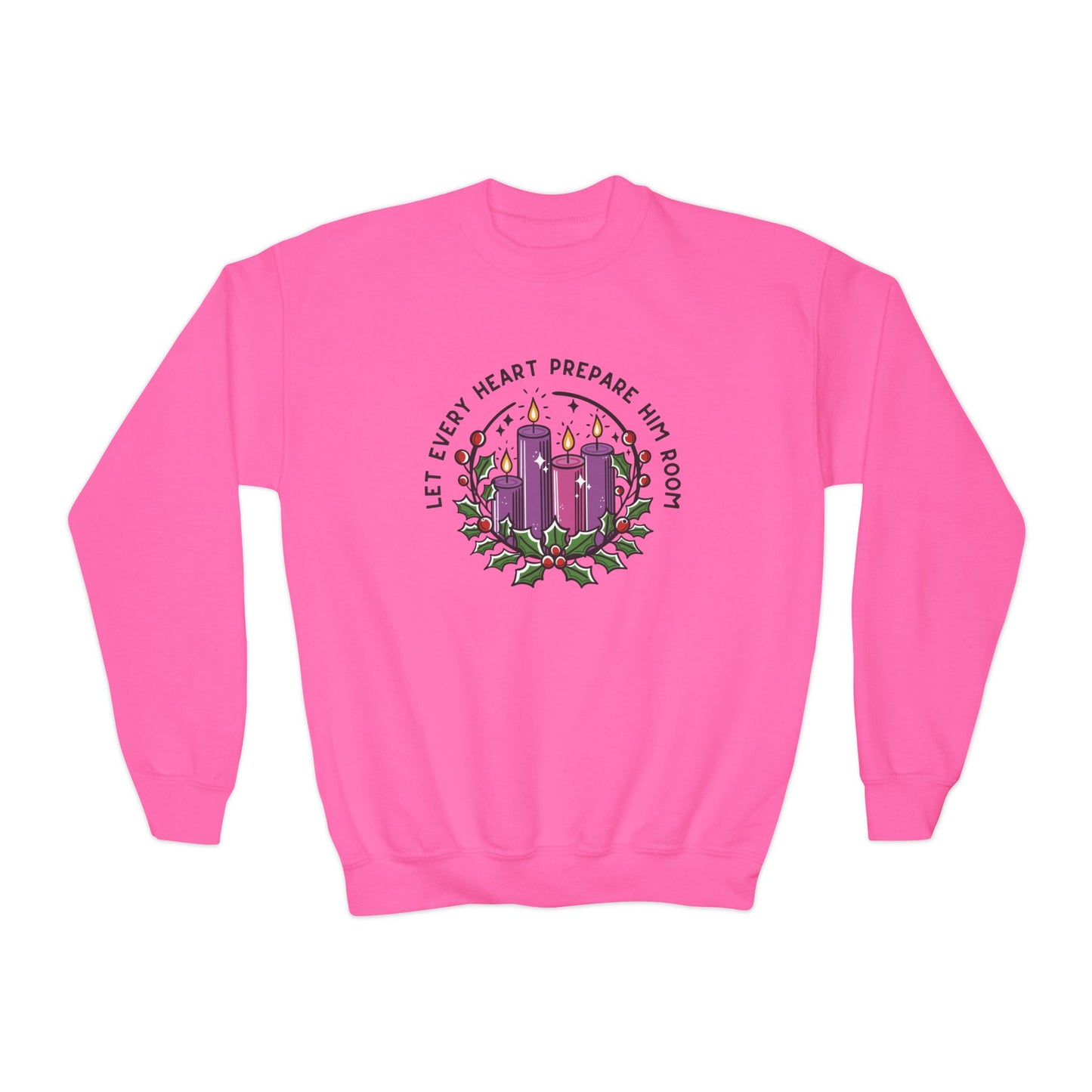 Advent Youth Crewneck Sweatshirt: Let Every Heart Prepare Him Room