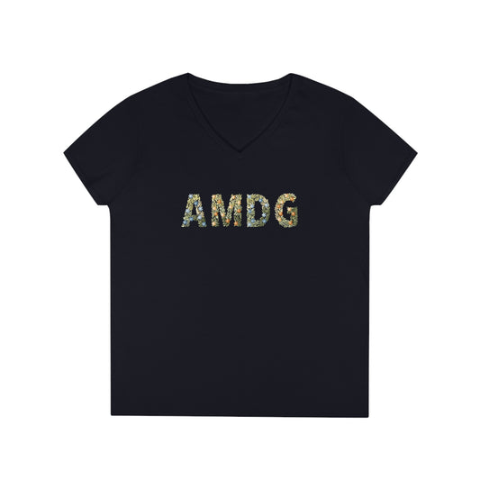 AMDG Ladies' V-Neck T-Shirt