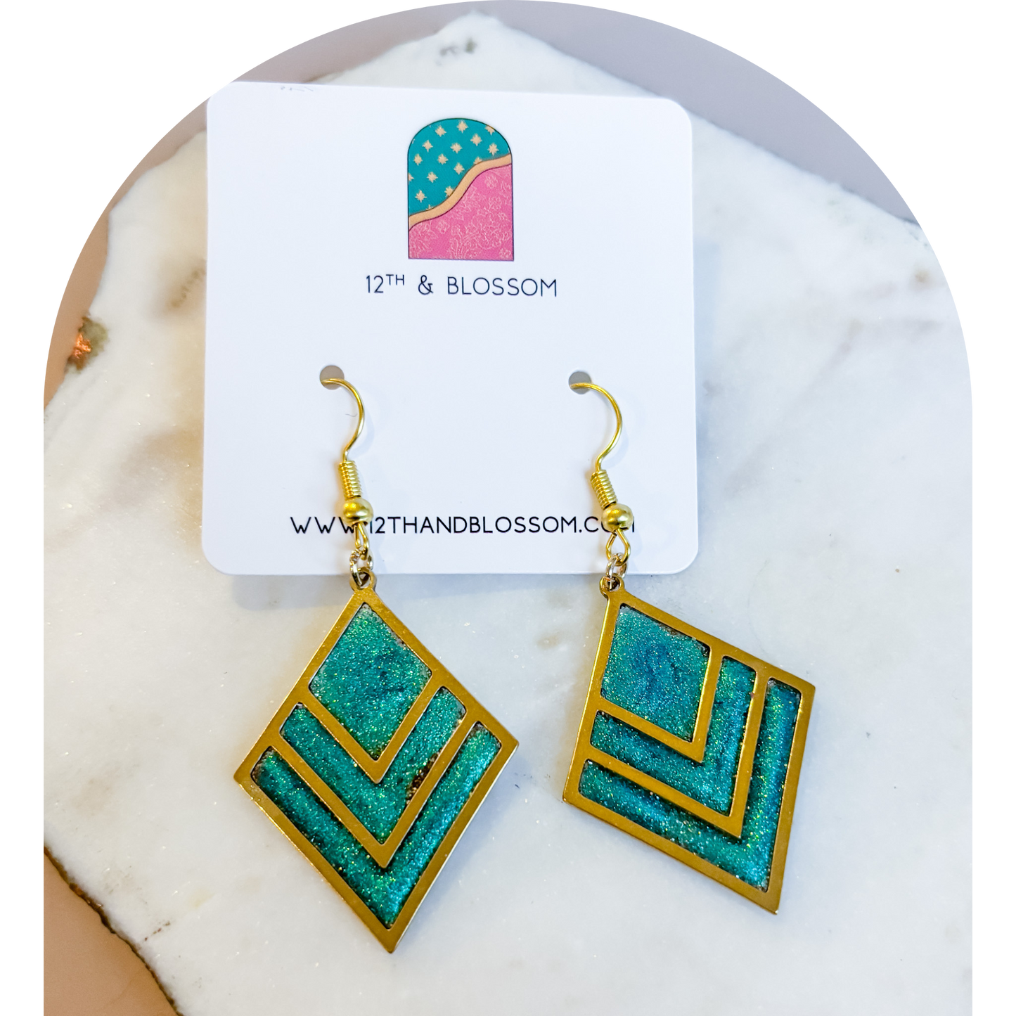 Bright Turquoise Diamond Dangle (One off)