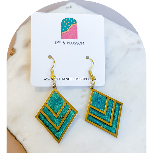Bright Turquoise Diamond Dangle (One off)