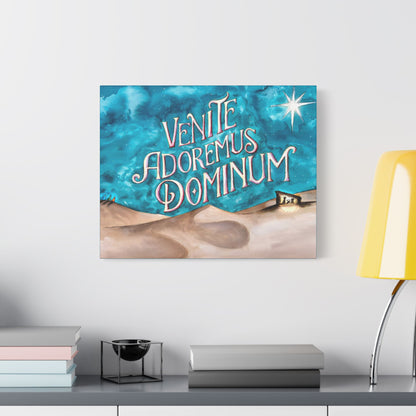 Satin Canvas Print - Three Kings Watercolor Painting Venite Adoremus Dominum