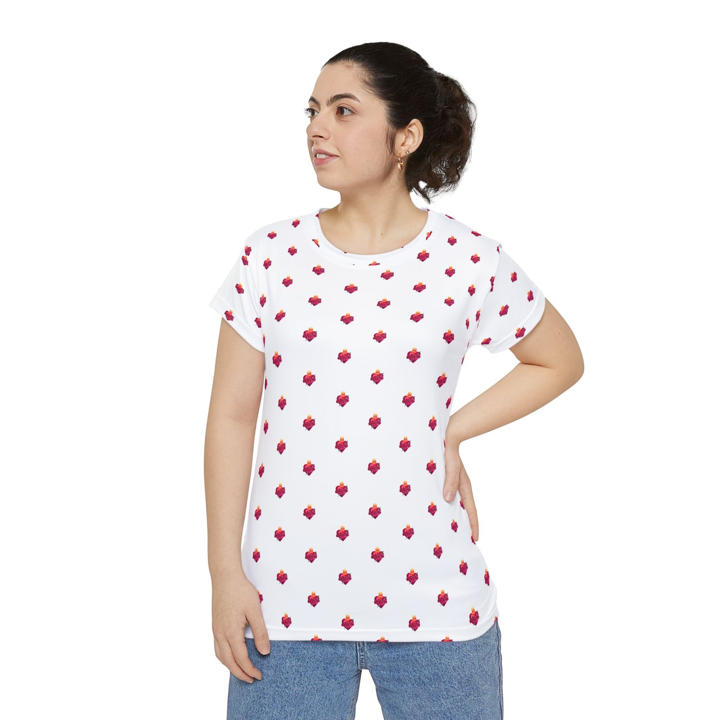 Immaculate Heart Pattern - Women's Short Sleeve Shirt (AOP)