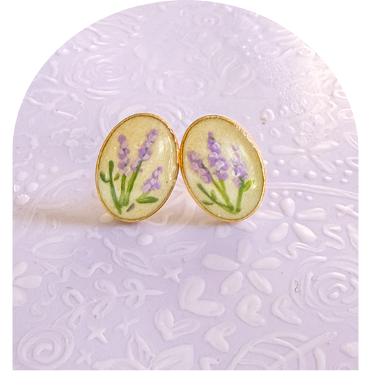 Earrings - Our Lady of Fatima Lavender Studs