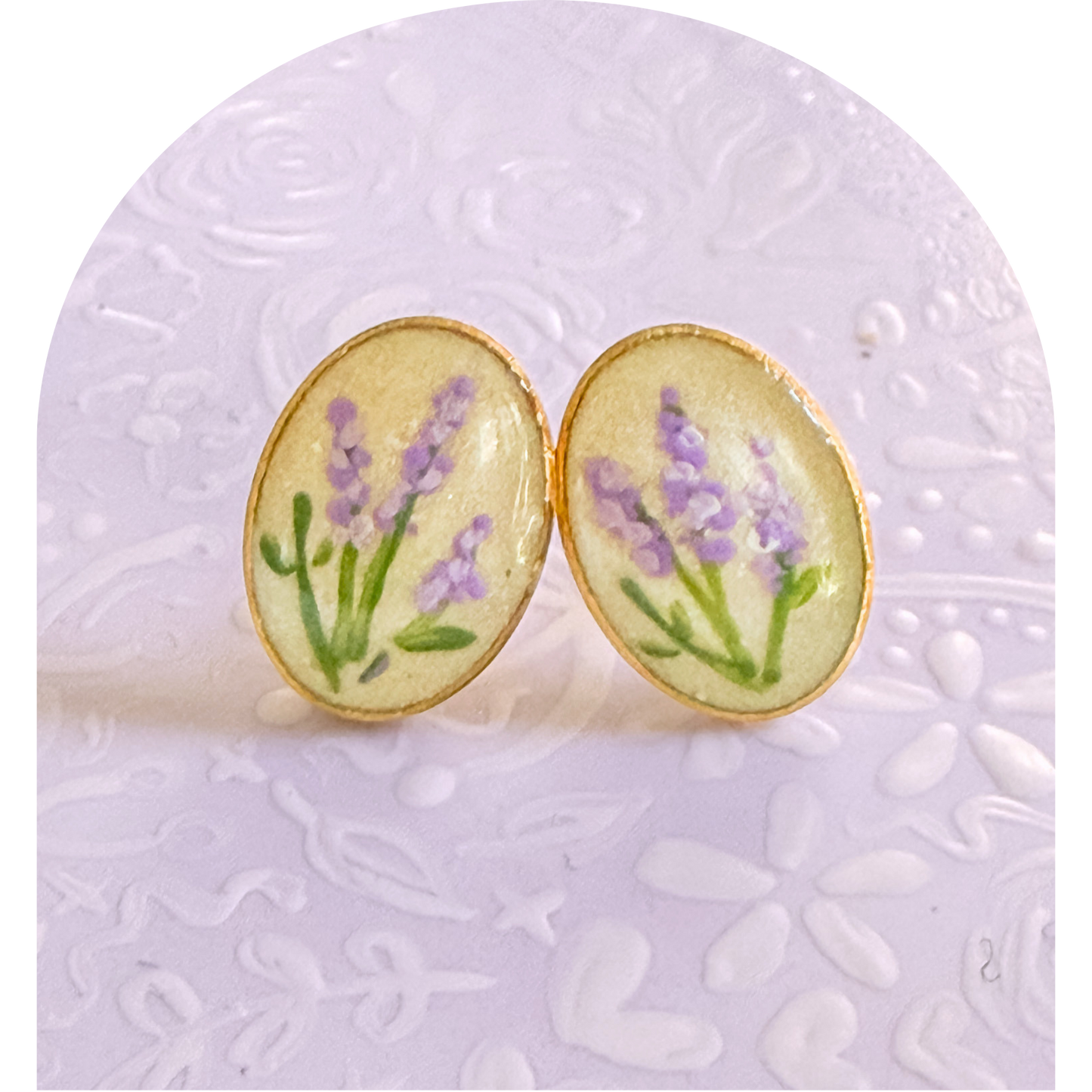 Earrings - Our Lady of Fatima Lavender Studs