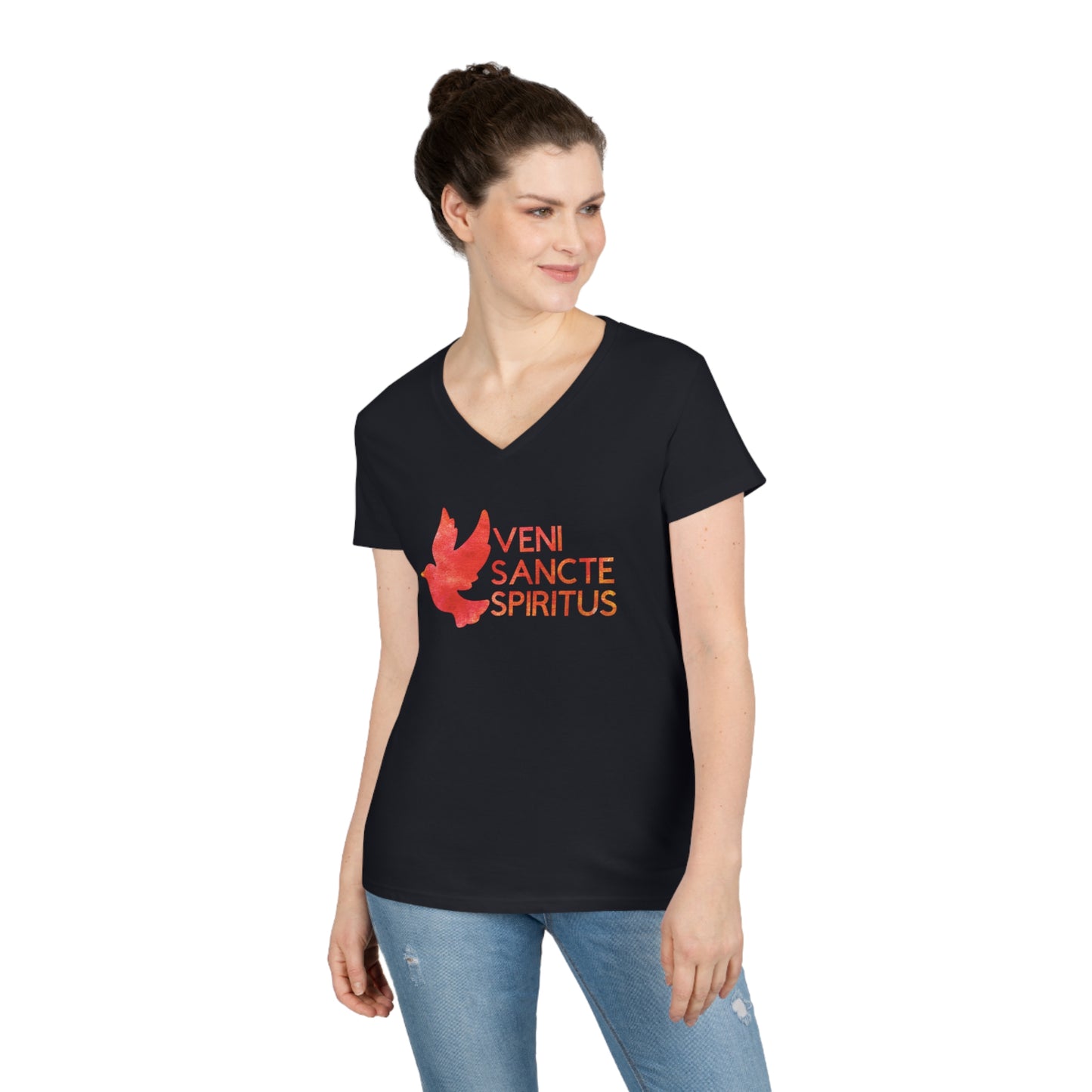 Veni Sancte Spirit (Come Holy Spirit) Ladies' V-Neck T-Shirt