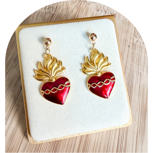 Earrings - Sacred Heart Large Dangle