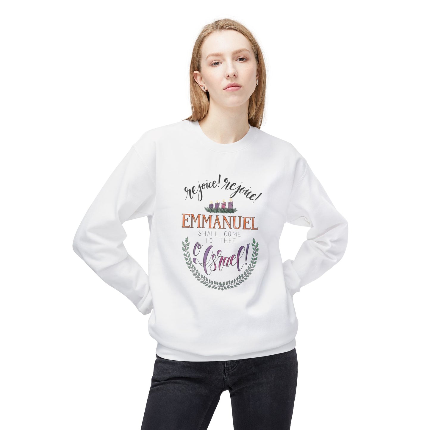 O Come O Come Emmanuel Advent Fleece Crewneck Sweatshirt