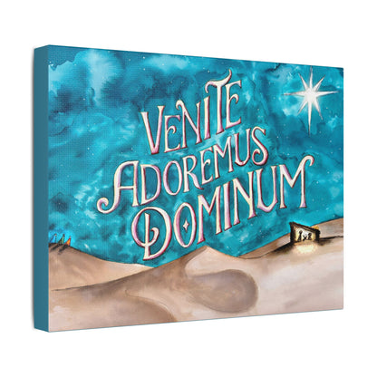 Satin Canvas Print - Three Kings Watercolor Painting Venite Adoremus Dominum