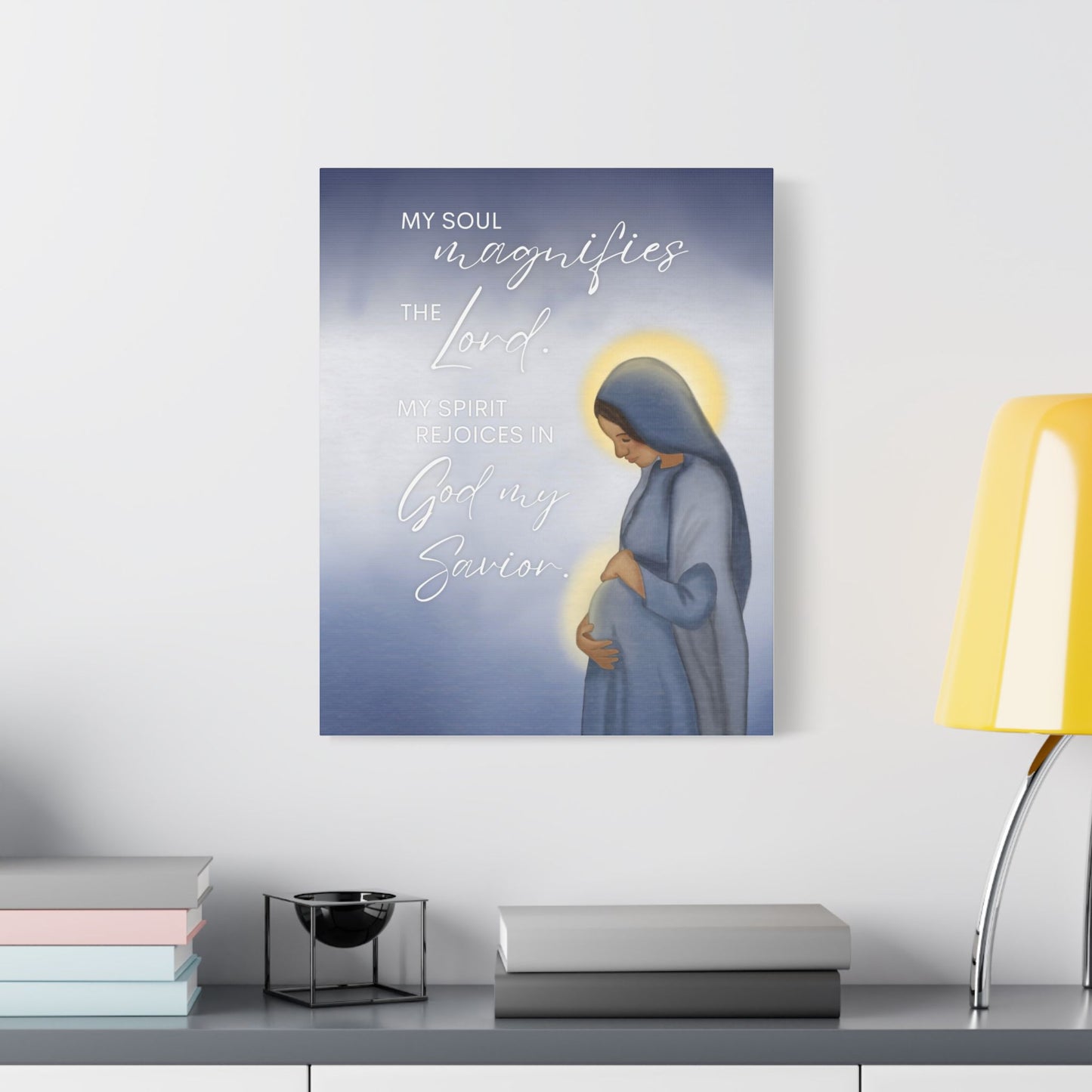 Satin Canvas Art — "My Soul Magnifies the Lord" Mary Maternity Print