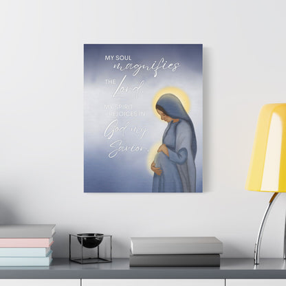 Satin Canvas Art — "My Soul Magnifies the Lord" Mary Maternity Print