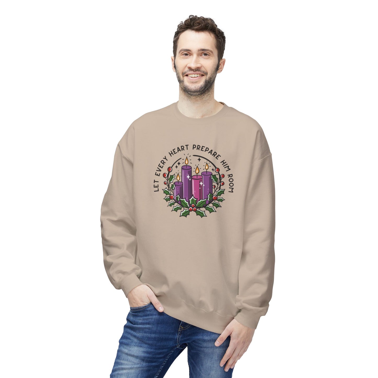 Let Every Heart Prepare Him Room Advent Fleece Crewneck Sweatshirt