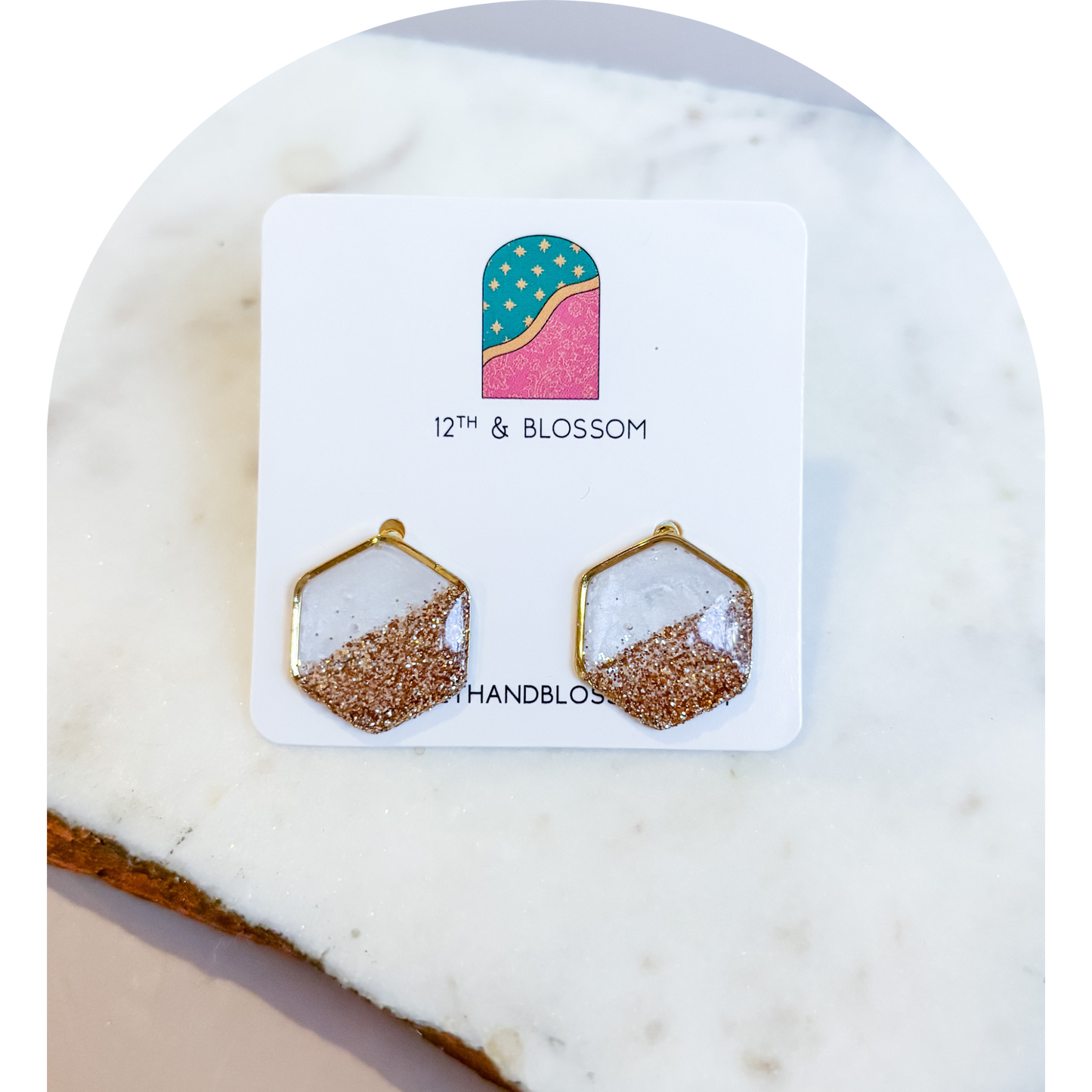 White and Gold Hexagon (One off)