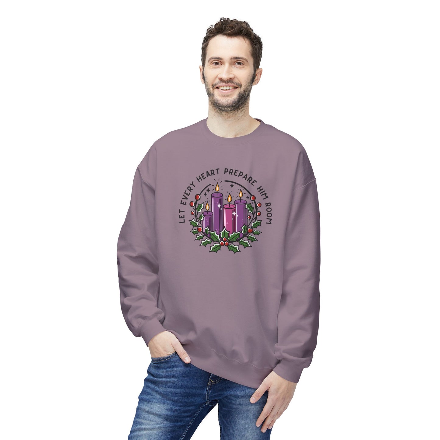 Let Every Heart Prepare Him Room Advent Fleece Crewneck Sweatshirt