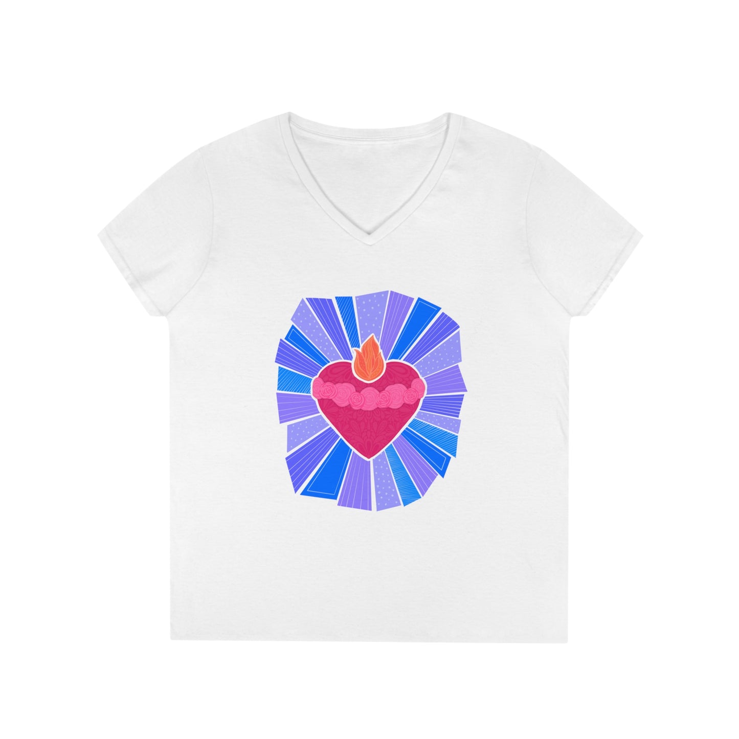 Immaculate Heart of Mary Starburst Ladies' V-Neck T-Shirt