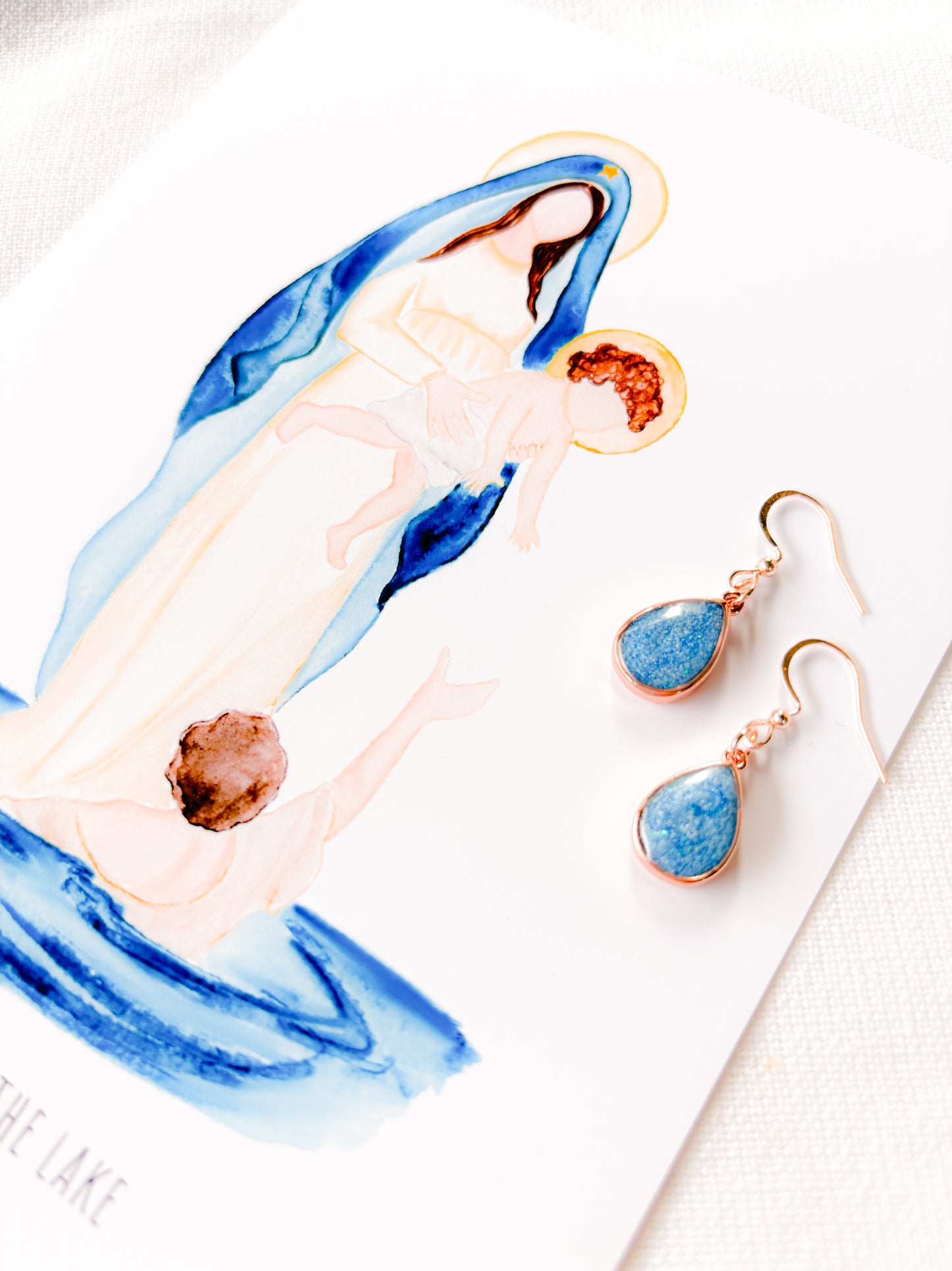 Our Lady of the Lake Earrings and Print