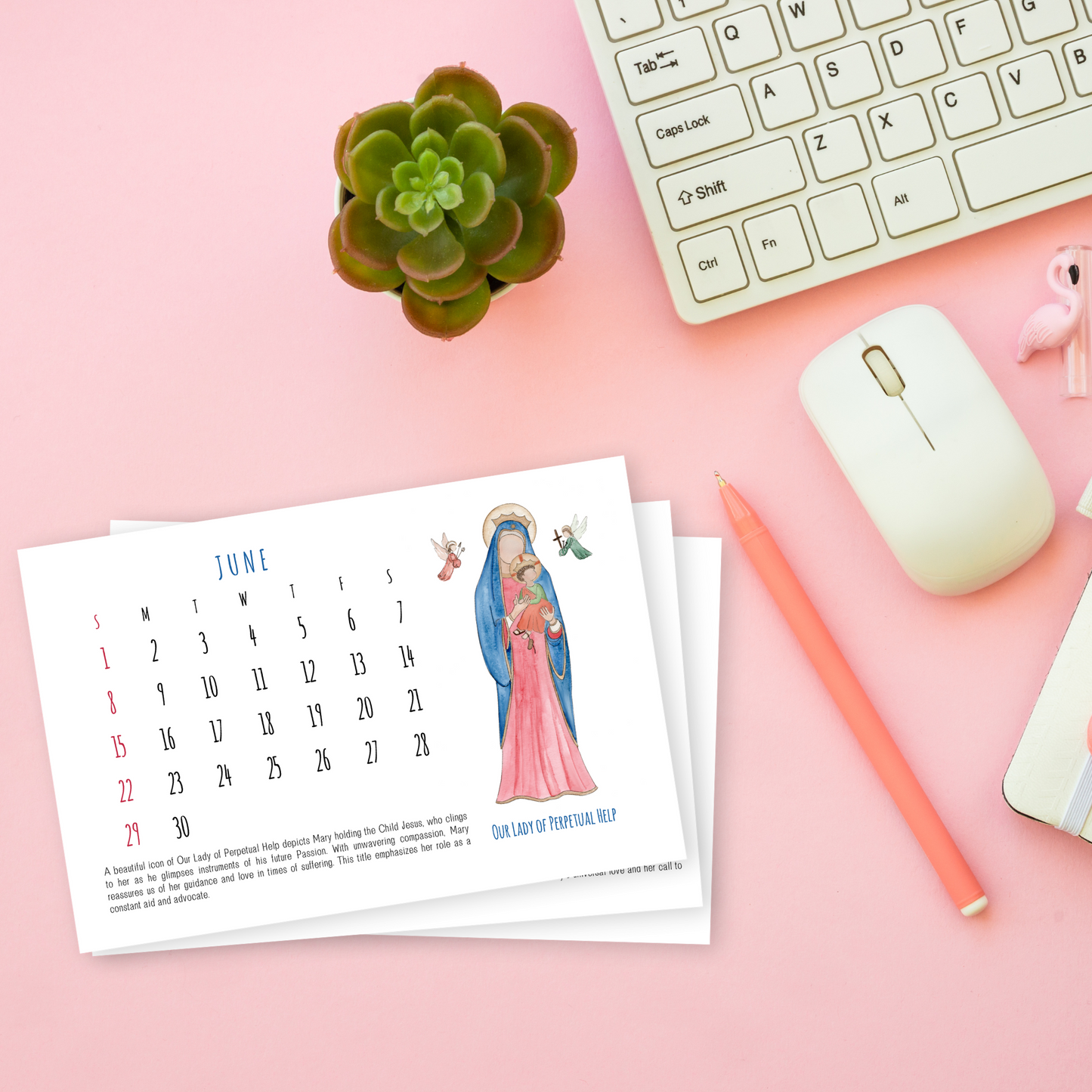 2025 Titles of Mary Desk Calendar - Digital Download