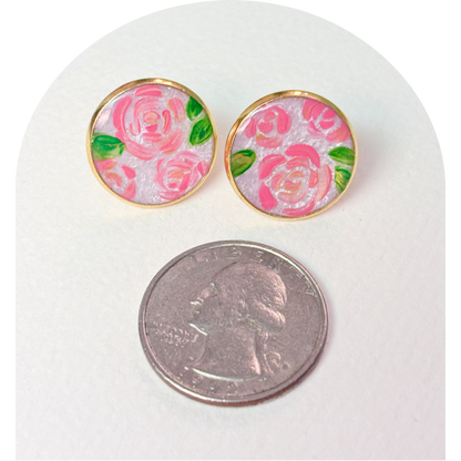 Studio Whimsie - Pink and Gold Rose Stud