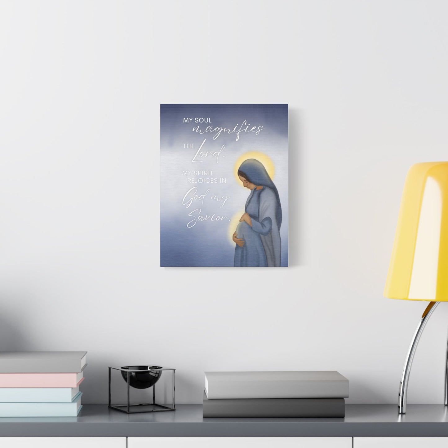 Satin Canvas Art — "My Soul Magnifies the Lord" Mary Maternity Print