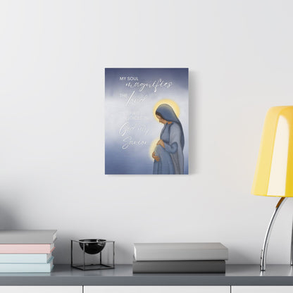 Satin Canvas Art — "My Soul Magnifies the Lord" Mary Maternity Print