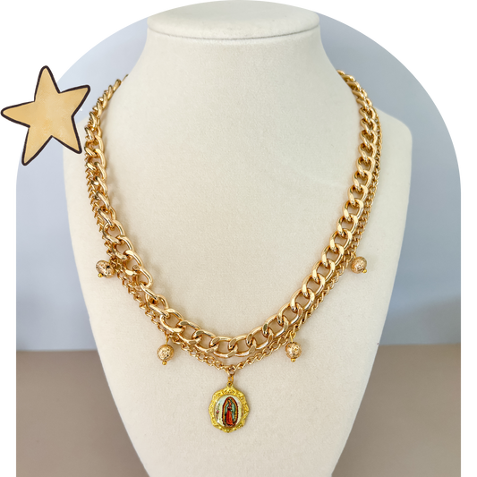 One of a Kind: Vintage Guadalupe Medal Layered Necklace