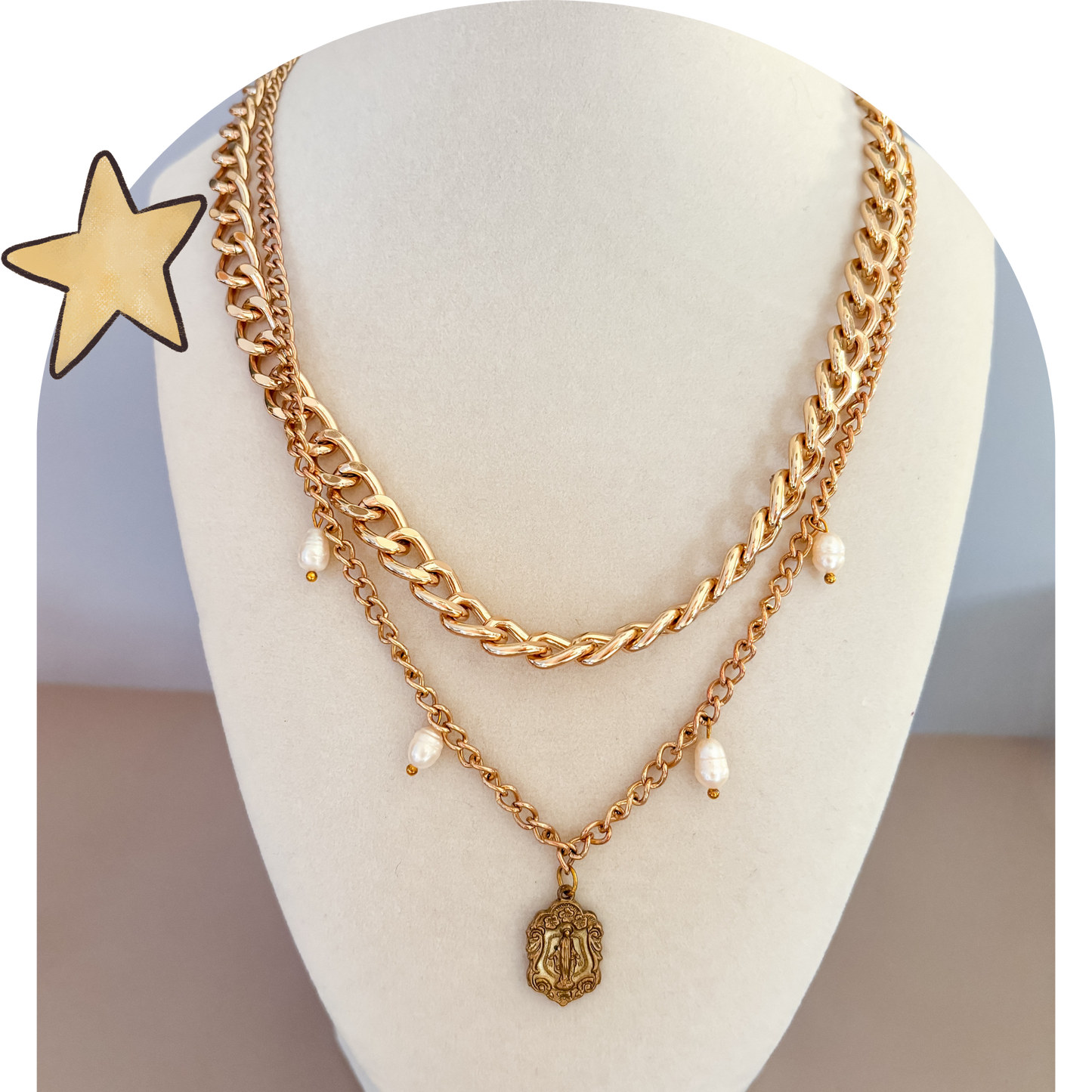 One of a Kind: Vintage Miraculous Medal Layered Necklace