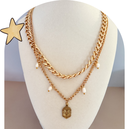 One of a Kind: Vintage Miraculous Medal Layered Necklace
