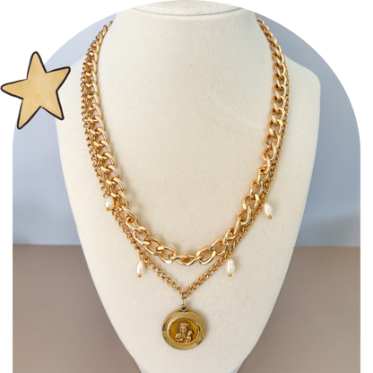 One of a Kind: Vintage Madonna and Child Layered Necklace