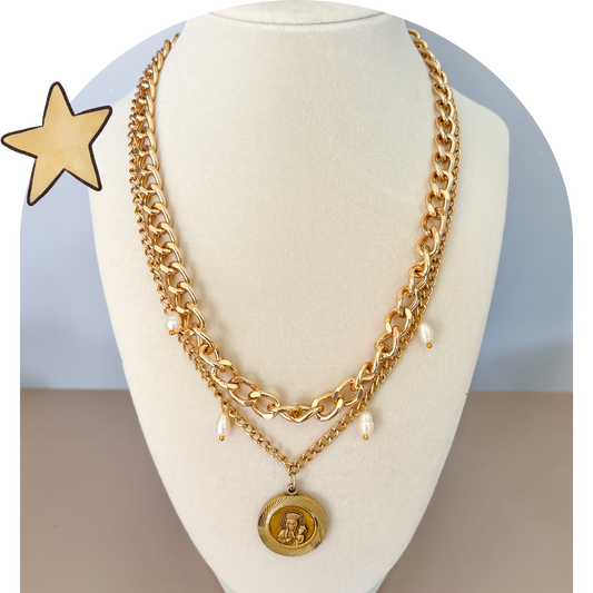 One of a Kind: Vintage Madonna and Child Layered Necklace