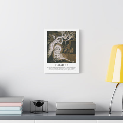 Vintage Nativity Canvas Print – Isaiah 9:6 Satin Stretched Wall Art