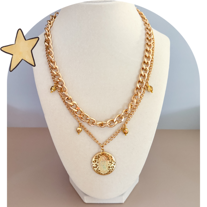 One of a Kind: Filligree Guadalupe Medal Layered Necklace