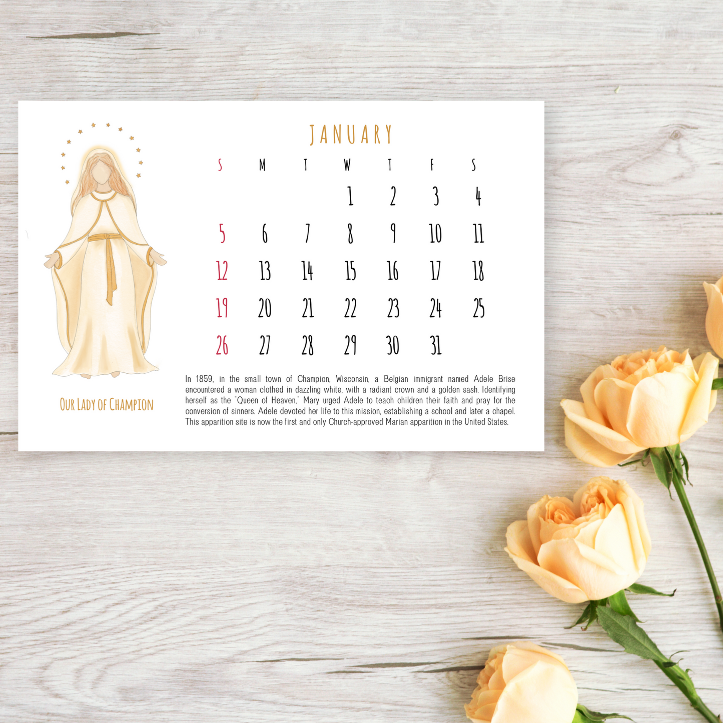 2025 Titles of Mary Desk Calendar - Digital Download