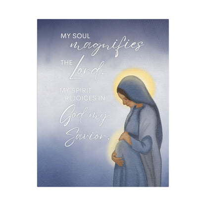 Satin Canvas Art — "My Soul Magnifies the Lord" Mary Maternity Print