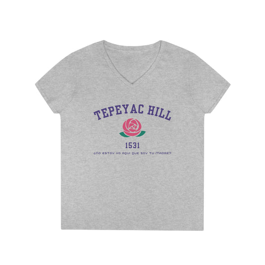 Tepeyac Hill Our Lady of Guadalupe Ladies' V-Neck T-Shirt