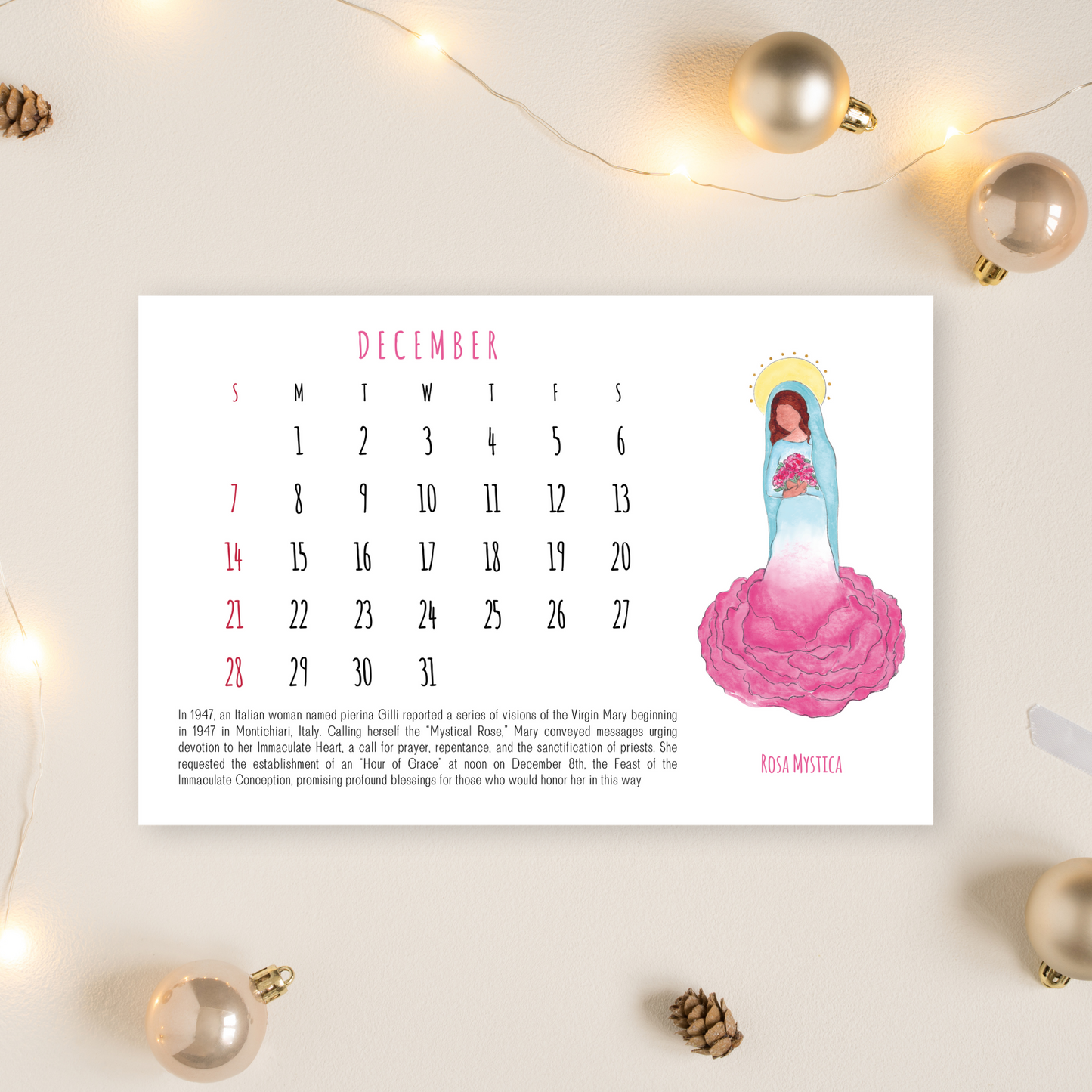 2025 Titles of Mary Desk Calendar - Digital Download