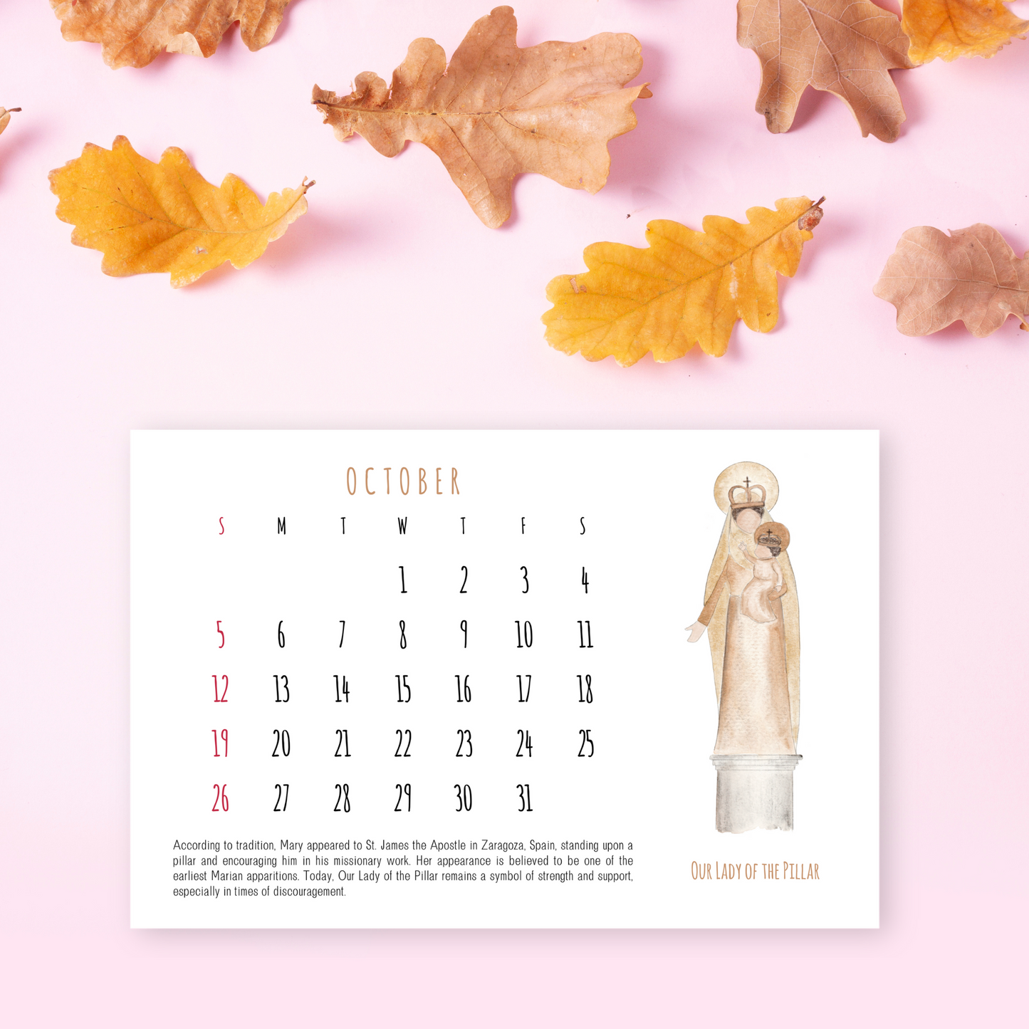 2025 Titles of Mary Desk Calendar - Digital Download