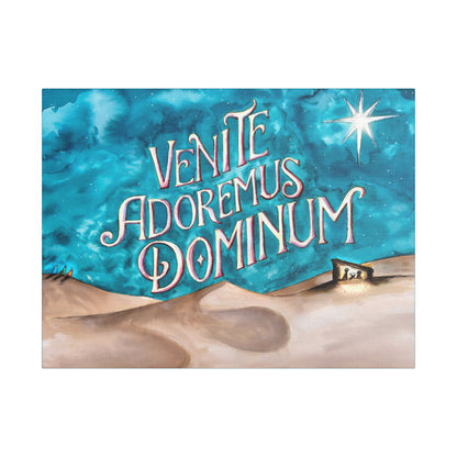 Satin Canvas Print - Three Kings Watercolor Painting Venite Adoremus Dominum